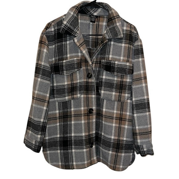 Rue21 Jackets & Blazers - Rue21 Plaid Wool Blend Grey & Brown Jacket- Size Small